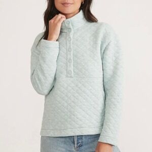 Marine Layer Corbet Quilted Funnel Neck Pullover in Slate size Medium